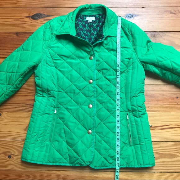 Crown & Ivy Kelly Green and Navy Quilted Jacket, EUC, M - Picture 7 of 15